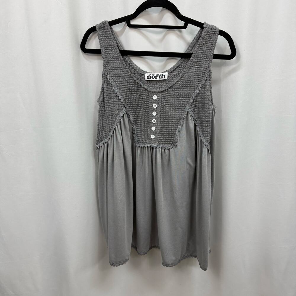 OneEleven North Swing With Me Waffle Knit Swing Tank Top Gray Large